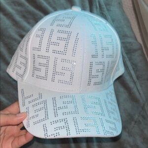 Fendi White and Silver Cap